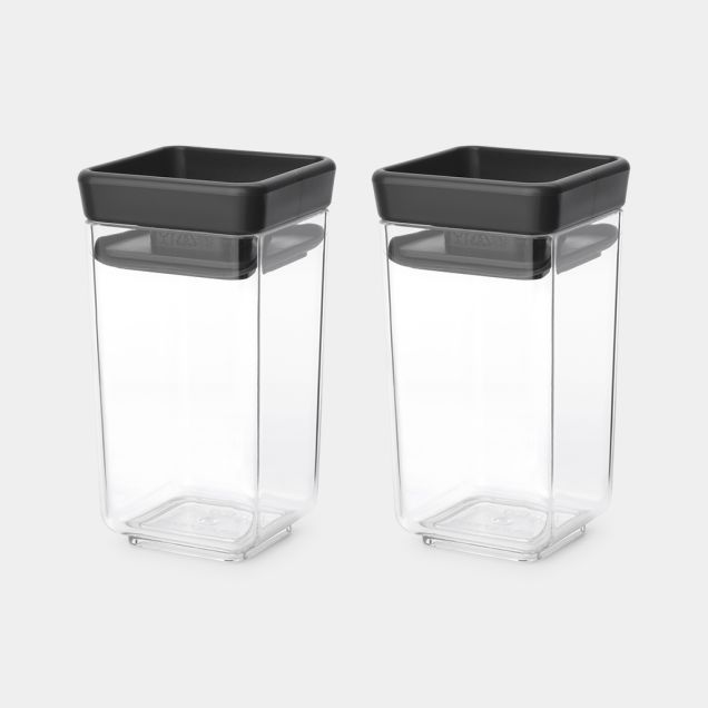 Vorratsdosen, stapelbar 2er-Set - 0,15 Liter - Tasty+ - Dark Grey