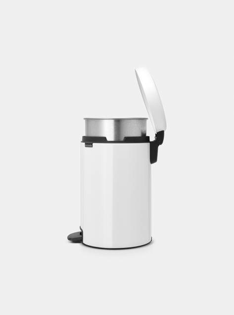 Poubelle à pédale newIcon 12 litres, seau intérieur métal - White