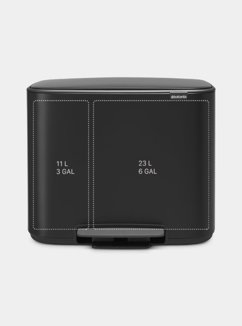 Bo Pedal Bin 11 + 23 litre - Matt Black