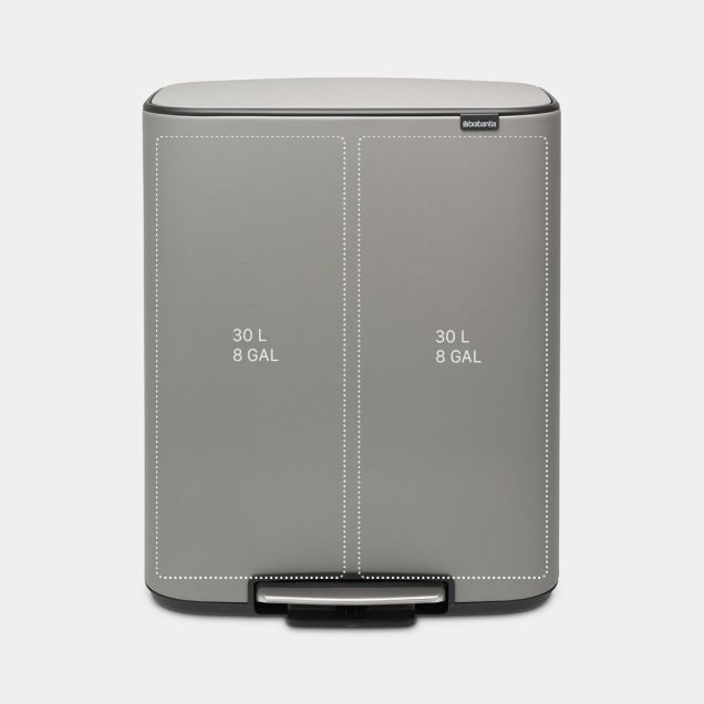 Bo Pedal Bin 2 x 30 litre - Mineral Concrete Grey