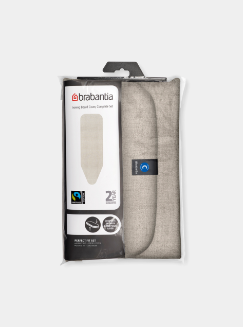 Funda para mesa de planchar C 124 x 45 cm, set completo - Denim Grey, Algodón Fairtrade