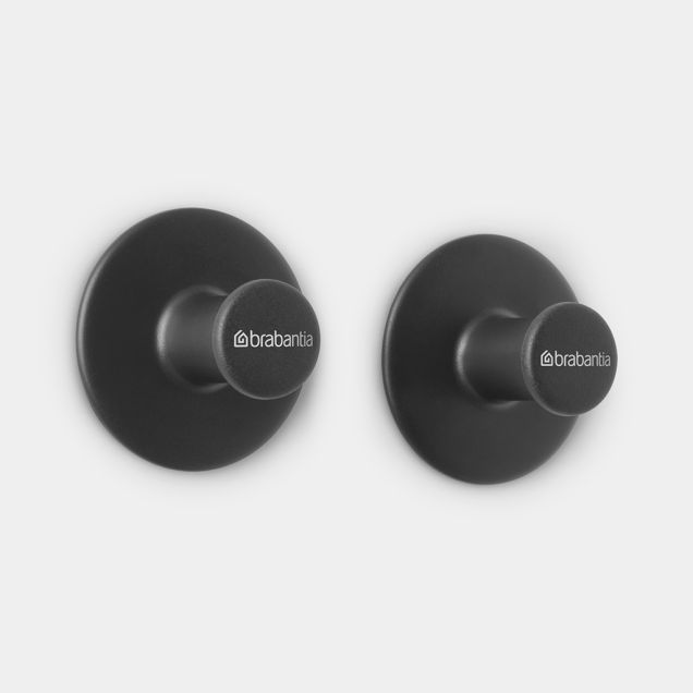 Ganci portaasciugamani ReNew, Set 2, tasselli e adesivo inclusi - Dark Grey
