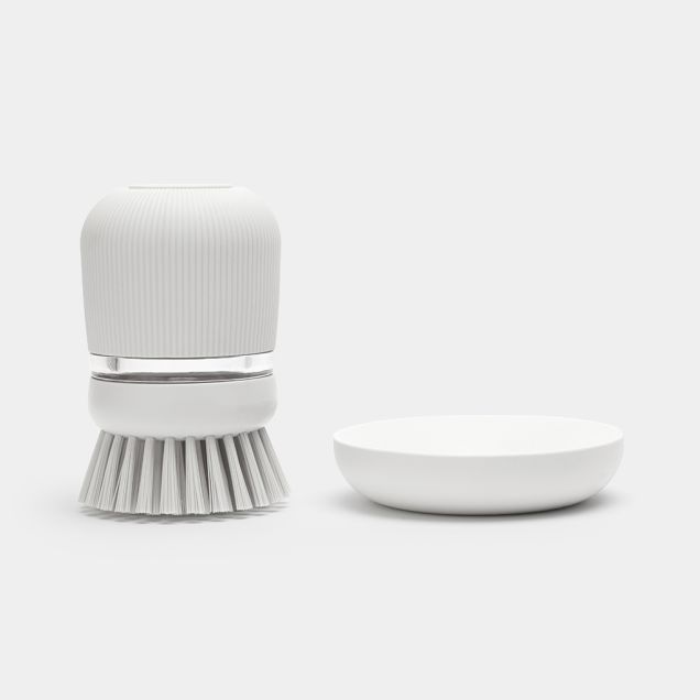 Soap Dispensing Dish Brush Light Grey
