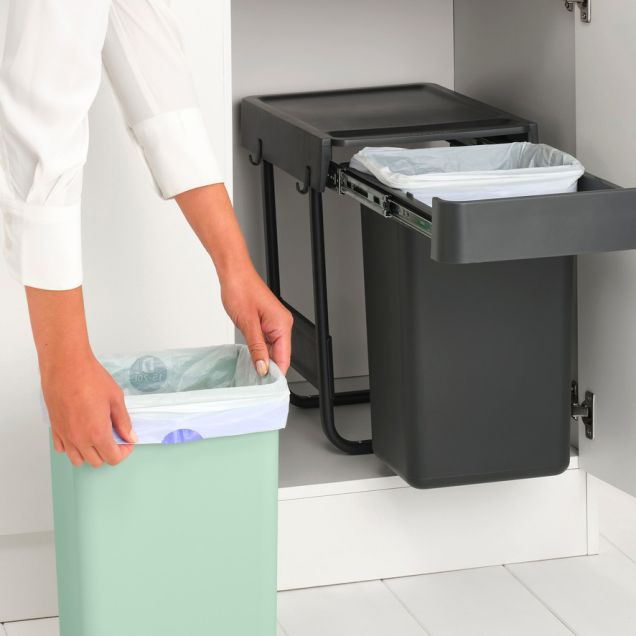 Sort & Go Einbaumülleimer 2 x 15 Liter - Dark Grey