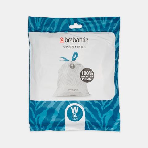 Sacs poubelle PerfectFit Code W (5 litres), Distributeur 40 sacs