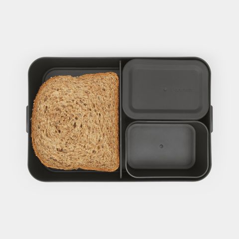 Make & Take Lunch Box Bento Large, Plastic - Dark Grey