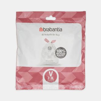 Sacs poubelle PerfectFit Code V (3 litres), Distributeur 40 sacs