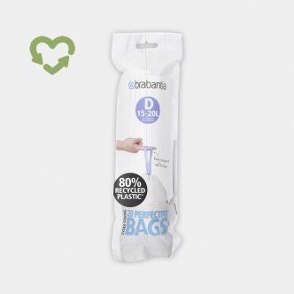 Recycled PerfectFit Vuilniszakken Code D (15-20 liter), rol van 20 stuks