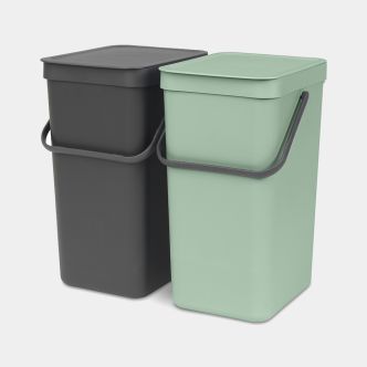 Sort & Go Built-in Bin 2 x 16 litres - Jade Green & Grey