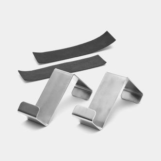 Lona vertical para puerta para planchado al vapor, juego de 2 ganchos de montaje Silver