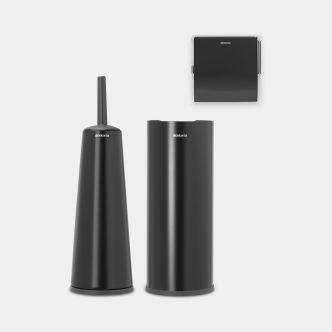 Toilet Accessory Set ReNew, Set of 3 - Matt Black
