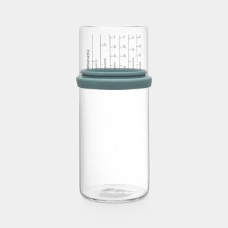 Voorraadbus met Maatbeker 1 liter, Glas - Mint