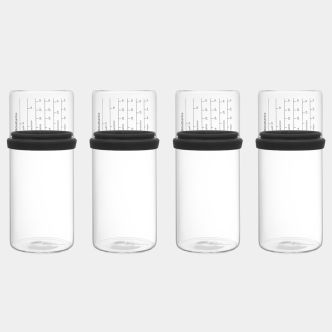 Voorraadbus met maatbeker Set van 4, 1 liter, Glas - Dark Grey