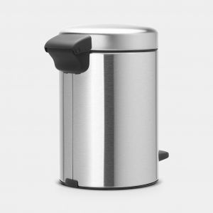 NewIcon Pedal Bin 3 litre, plastic inner bucket - Matt Steel Fingerprint Proof
