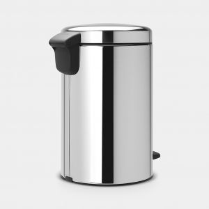 NewIcon Pedal Bin 12 litre, plastic inner bucket - Brilliant Steel