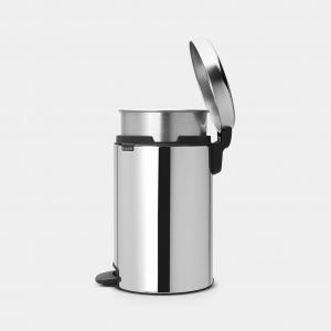 NewIcon Pedal Bin 12 litre, metal inner bucket - Brilliant Steel