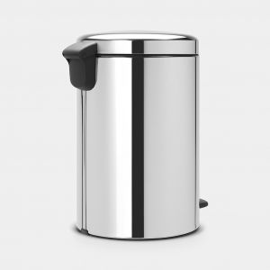NewIcon Pedal Bin 20 litre, plastic inner bucket - Brilliant Steel