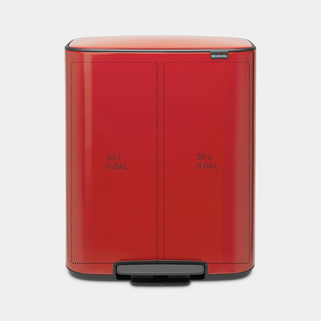 Bo Pedal Bin 2 x 30 litre - Passion Red