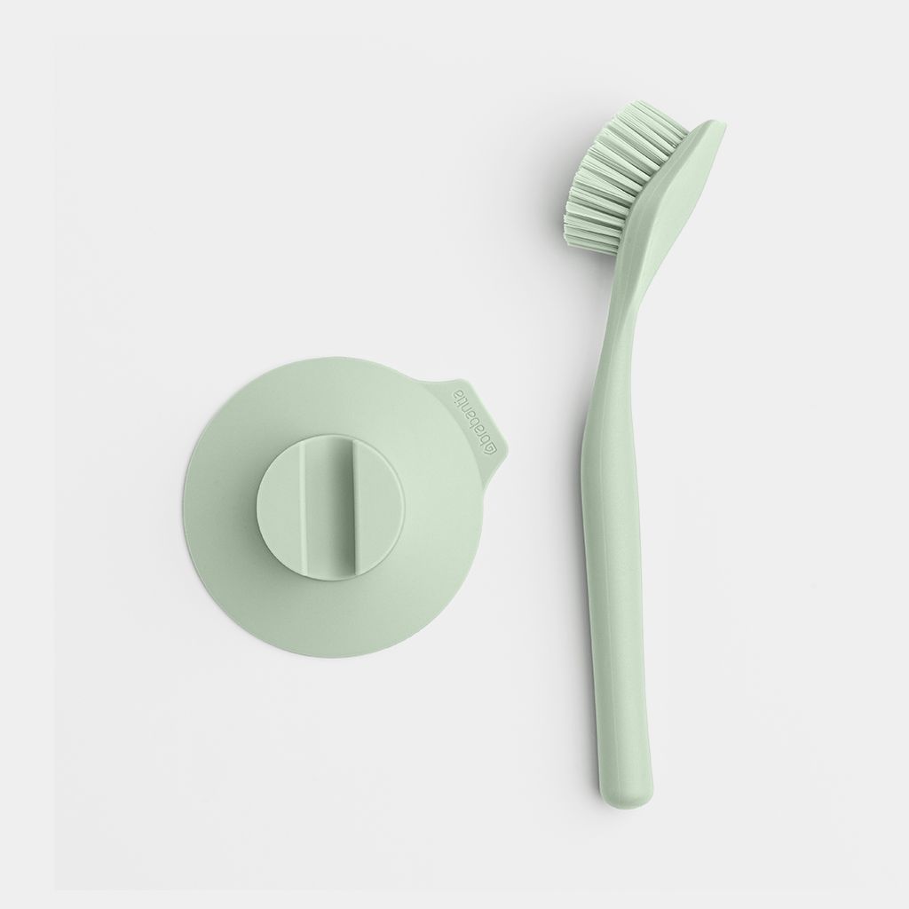 Cepillo para platos con soporte con ventosa - Jade Green