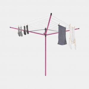 Wäschespinne Lift-O-Matic 50 Meter, mit Bodenanker, Schutzhülle und Wäscheklammerbeutel Ø 45 mm - Spring Pink