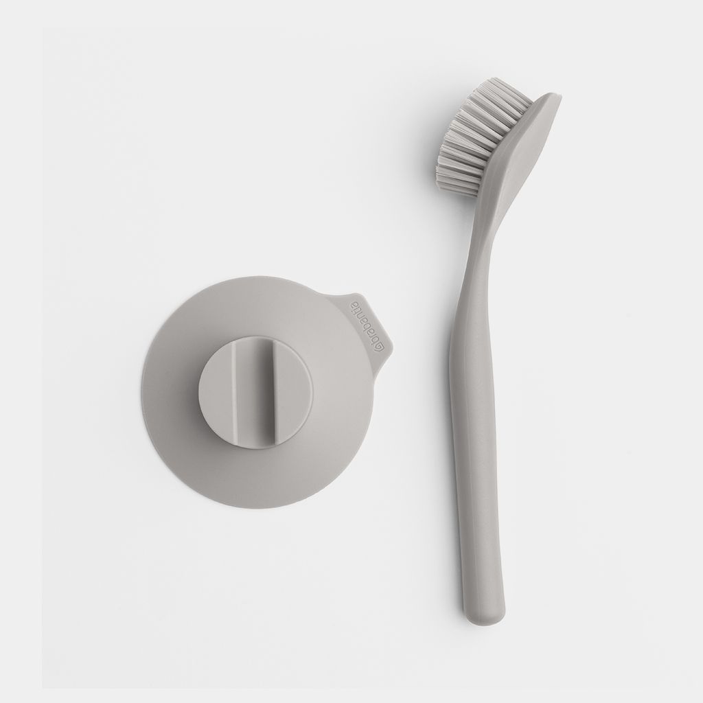 Dish Brush with Suction Cup Holder - Mid Grey