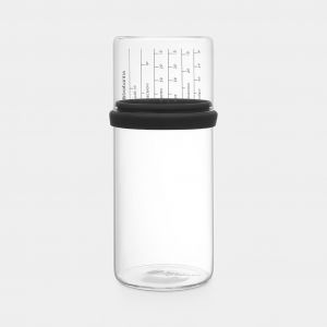 Storage Jar with Measuring Cup Set of 4, 1 litre, Glass - Dark Grey