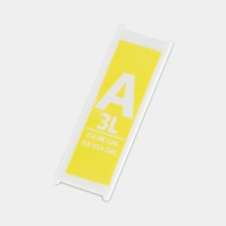 Etiquette litrage plastique, code A 3-4 litres - Yellow