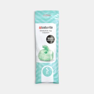Compostable PerfectFit Bags For Sort & Go, Code S (6 litre), Roll with 10 Bags