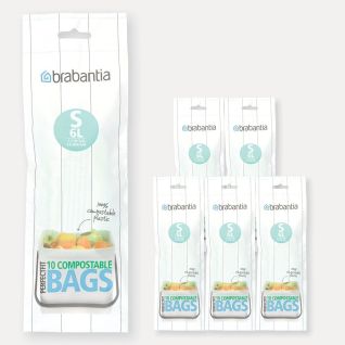 Compostable PerfectFit Bags Code S (6 liter), 6 rolls of 10 bags