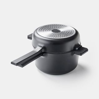 Compact Cookware Set of 3, Recycled Aluminium, Non-Stick - Black