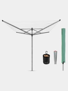 S&eacute;choir Lift-O-Matic 50 m&egrave;tres, avec Ancre m&eacute;tal, diam&egrave;tre 45mm, Housse, Sac pour Pinces &agrave; Linge, Pinces &agrave; Linge - Metallic Grey