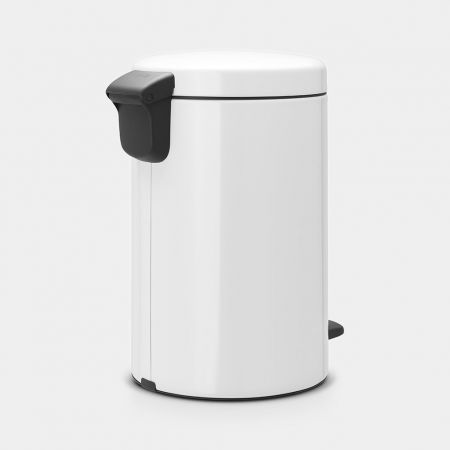 NewIcon Step on Trash Can 3.2 gallon 12L), metal inner bucket - White