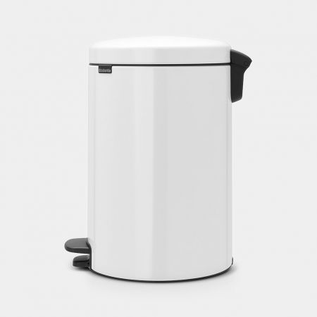 NewIcon Step on Trash Can 5.3 gallon (20L), metal inner bucket - White
