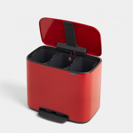 Bo Step on Trash Can 3 x 3 gallon (3 x 11 L) - Passion Red