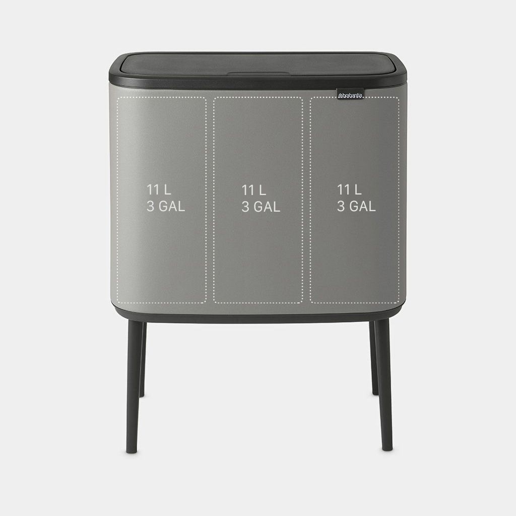 Bo Touch Trash Can 3 x 3 gallon (3x11L) - Mineral Concrete Gray