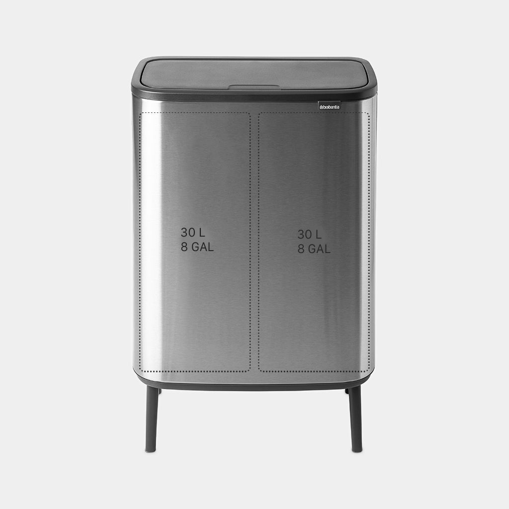 Bo Touch Trash Can Hi 2 x 8 gallon (30 liter) - Matte Steel Fingerprint Proof