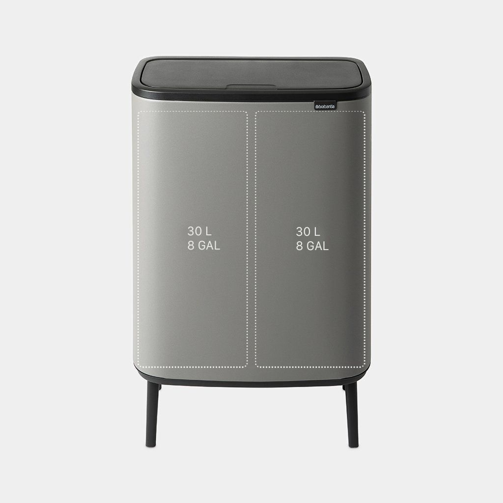 Bo Touch Trash Can Hi 2 x 8 gallon (30 liter) - Mineral Concrete Gray