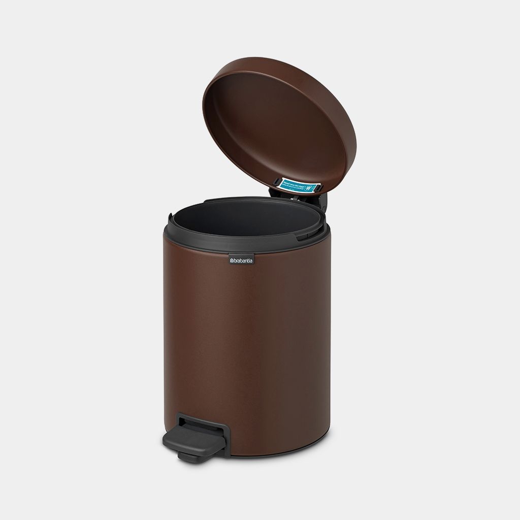 NewIcon Step on Trash Can 1.3 gallon (5 liter) - Mineral Cosy Brown
