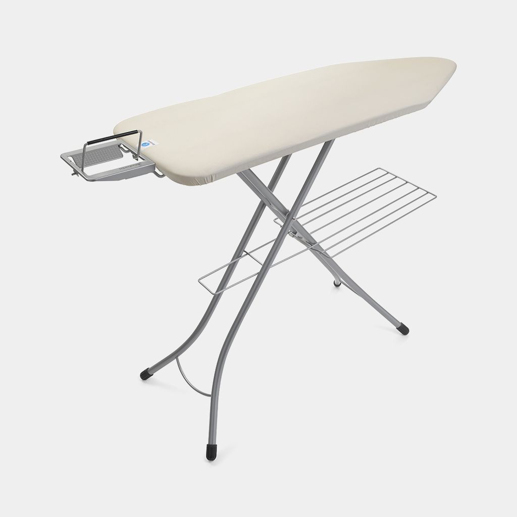 Ironing Board C 49 x 18 in (124 x 45 cm), for Steam Iron, with Linen Rack - Ecru