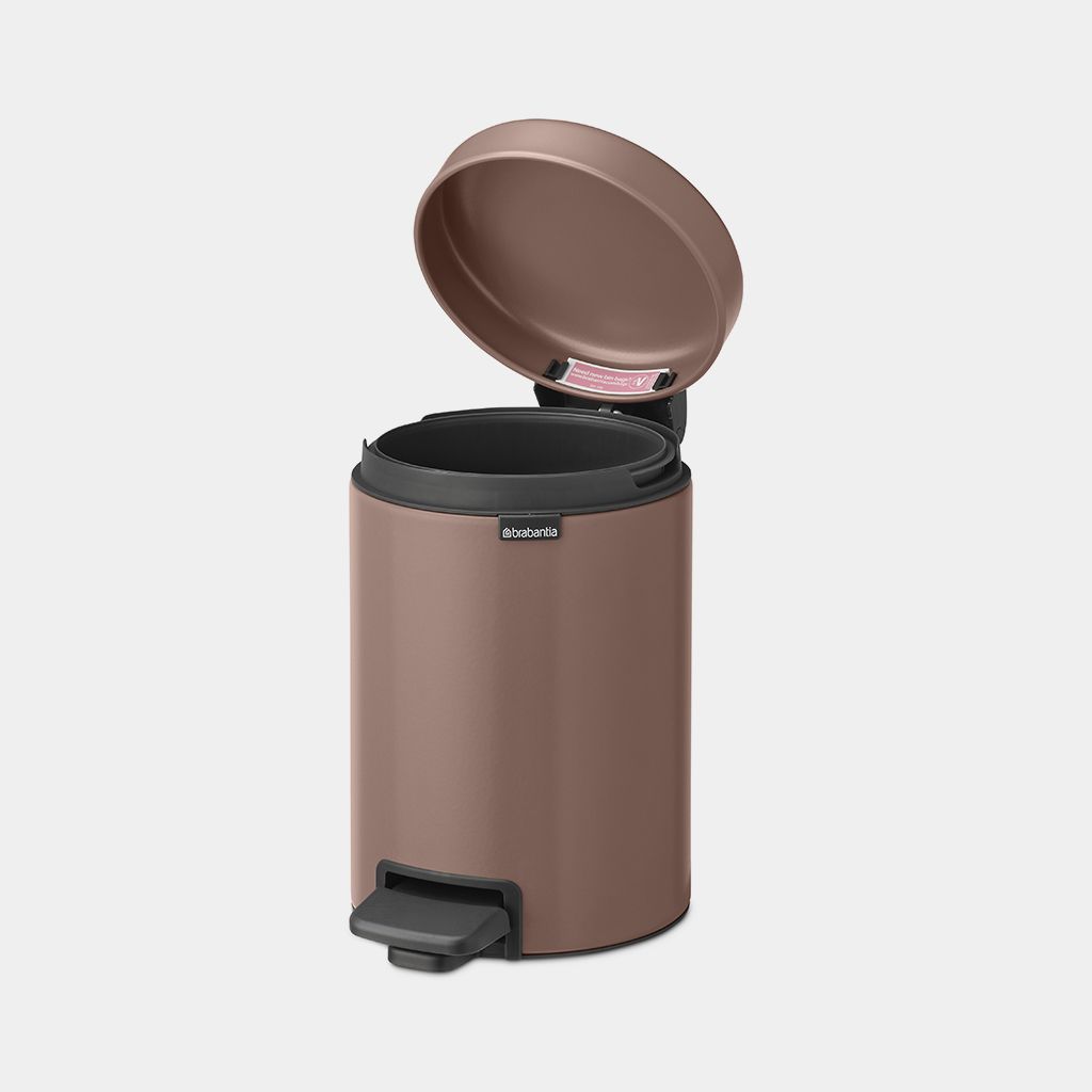 NewIcon Step on Trash Can 0.8 gallon (3 liter) - Satin Taupe