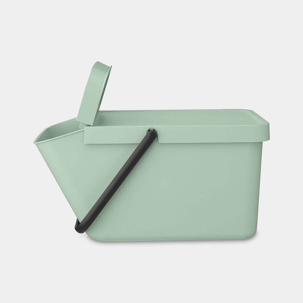 Brabantia Sort & Go - Cubo de basura de cocina (6.6 galones/gris claro)  apilable con asa y tapa extraíble, fácil de limpiar, bolsas PerfectFit