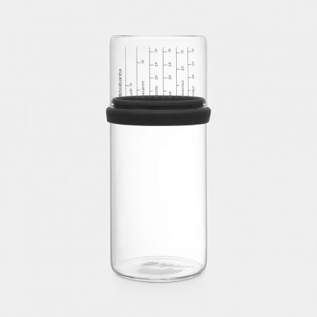 Storage Jar with Measuring Cup Set of 4, 1 litre, Glass - Dark Grey