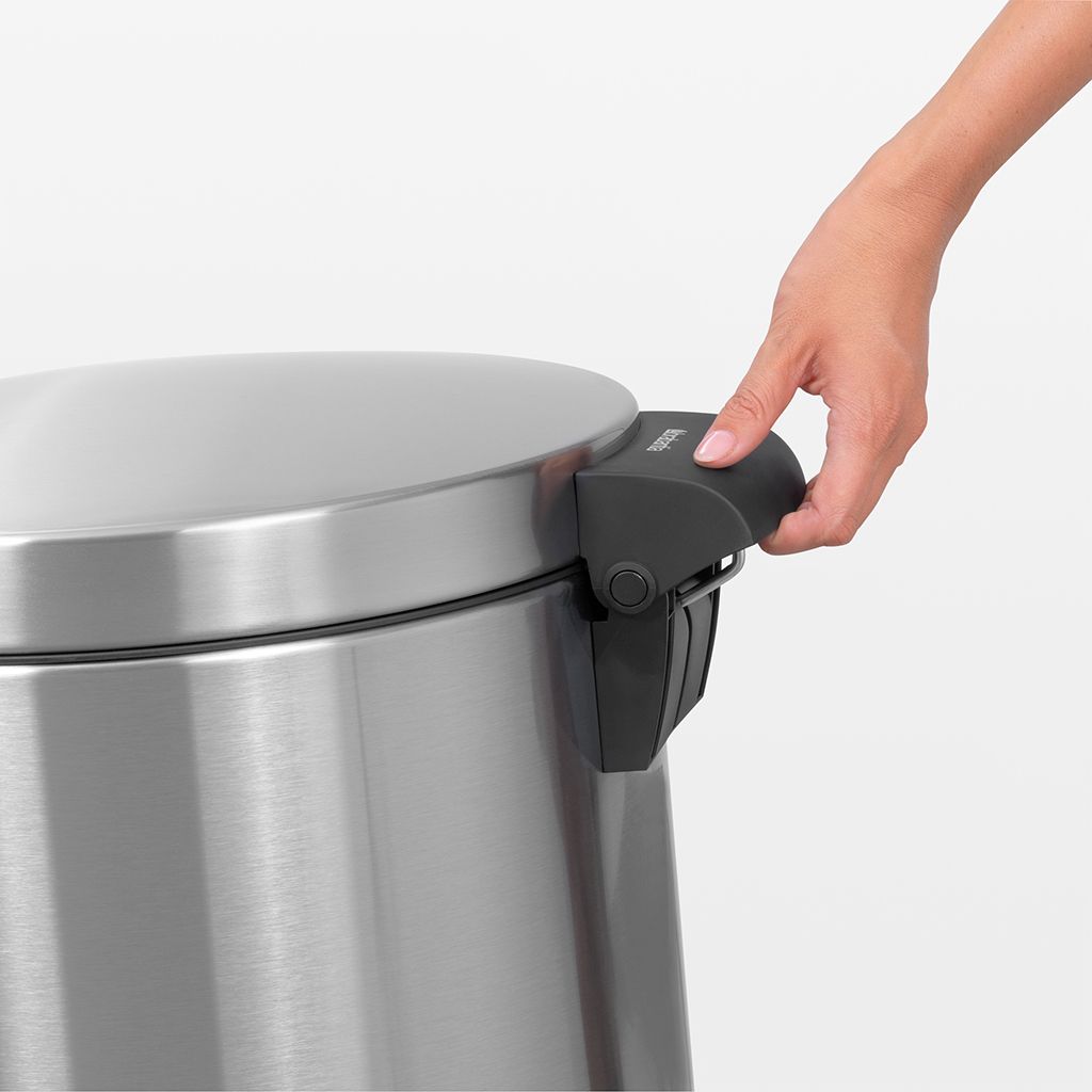 Pedal Bin Recycle Silent, 2 x 20 litre, Soft Closing, Plastic Inner Bucket - Matt Steel Fingerprint Proof