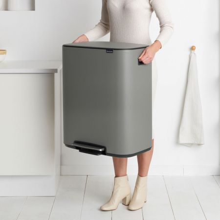 Bo Step on Trash Can 2 x 8 gallon (30 liter) - Mineral Concrete Gray