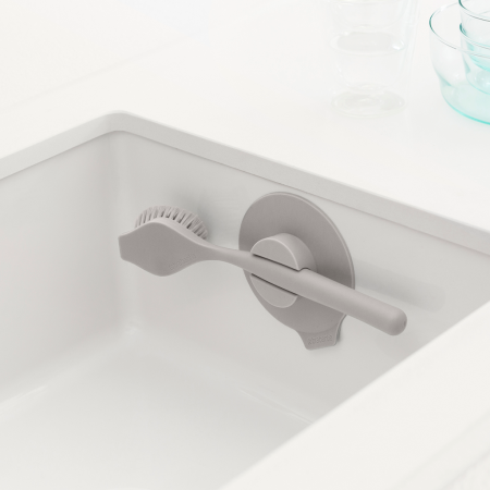 Dish Brush with Suction Cup Holder - Mid Gray