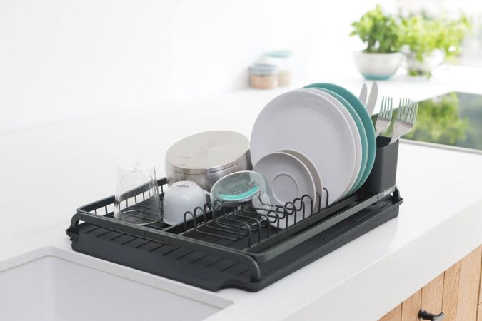 SinkSide Dish Drying Rack - Dark Grey