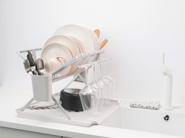 Foldable Dish Drying Rack SinkSide, Large - Light Grey