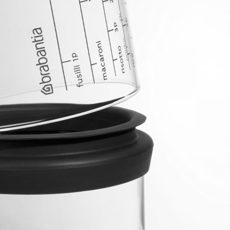 Storage Jar with Measuring Cup 1.1 quart (1L), Glass - Dark Gray