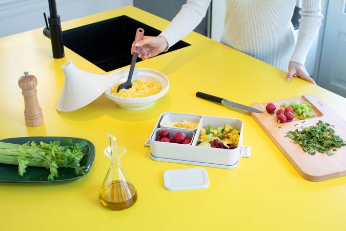 Pojemnik na lunch Make & Take Bento Duży, plastikowy - Light Grey