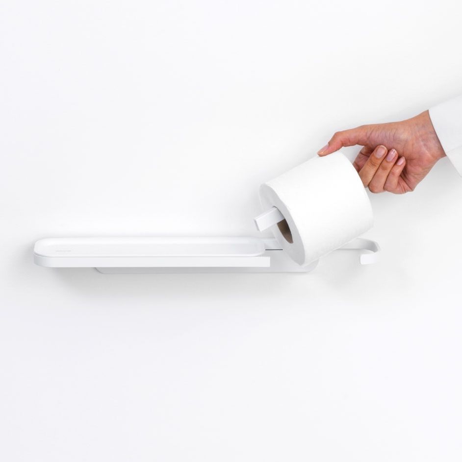 MindSet Toilet Roll Holder with Shelf Mineral Fresh White